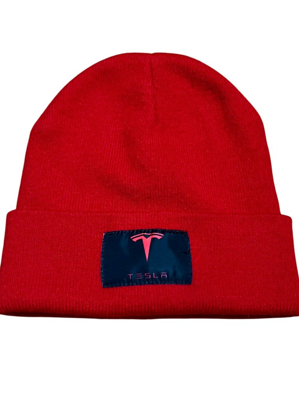 Tesla Red & Black Beanie Embroidered Hat, Unisex One Size Fits All